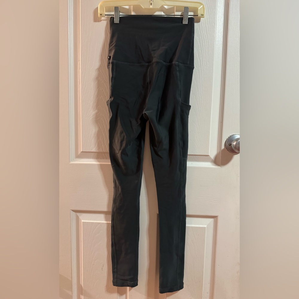 Silver Icing High-Waisted Grey Fleece Lined Leggings with Pockets